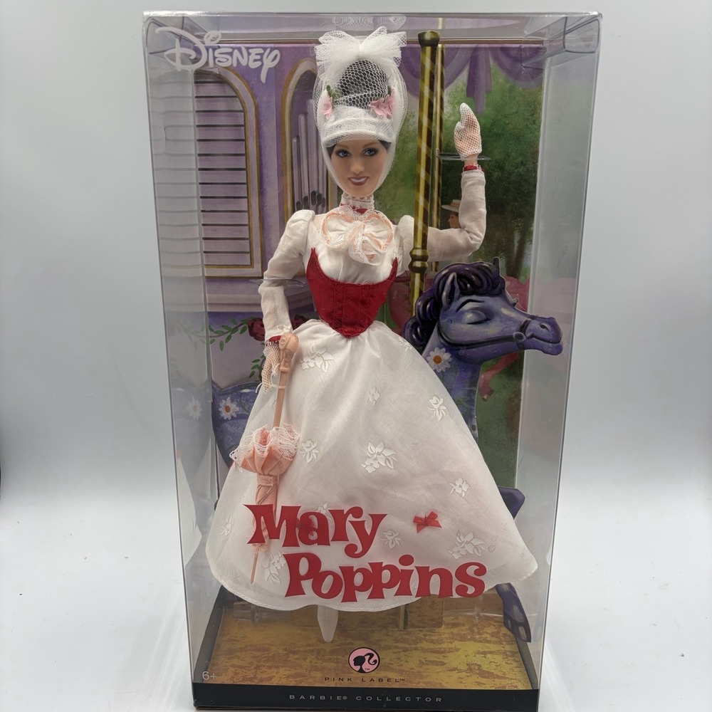 Vtg Disney Julie Andrews Mary Poppins Barbie Doll‎ 2007 New NRFB Pink Label